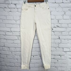 Heart of‎ Pine Roll Cuff Skinny Jeans Stretch Size L White PLHOP-0051V 28x28